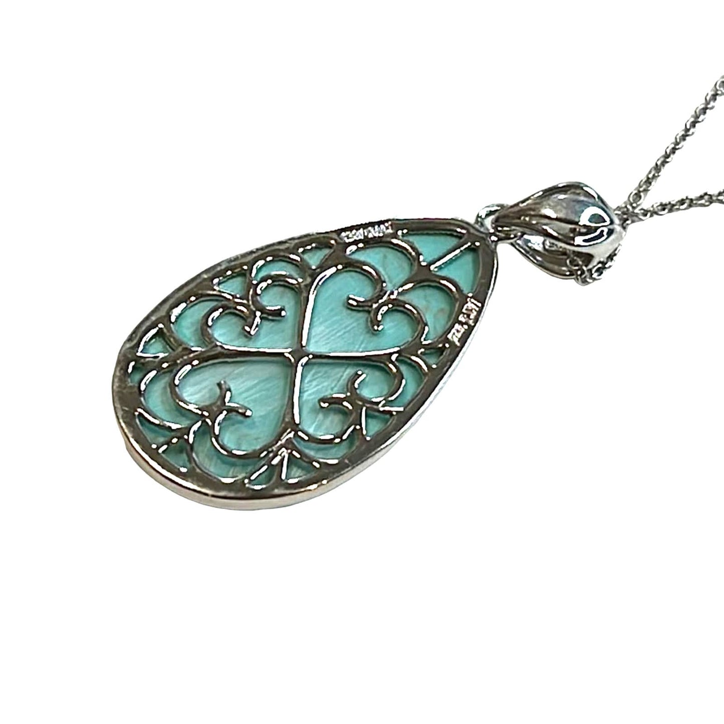 R. H. Macy Silver & Turquoise Teardrop Necklace, NWT!