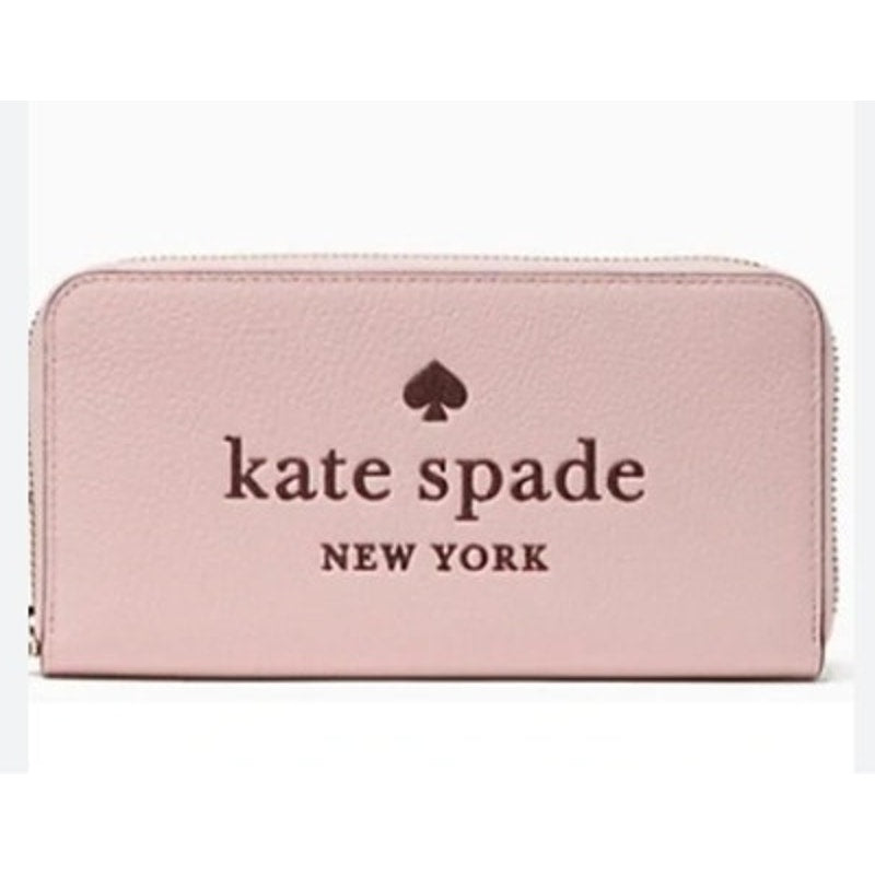 Kate Spade Ladies Rose Smoke Pink Large Embossed Leather Continental Wallet