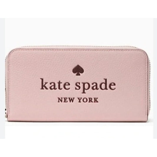 Kate Spade Ladies Rose Smoke Pink Large Embossed Leather Continental Wallet