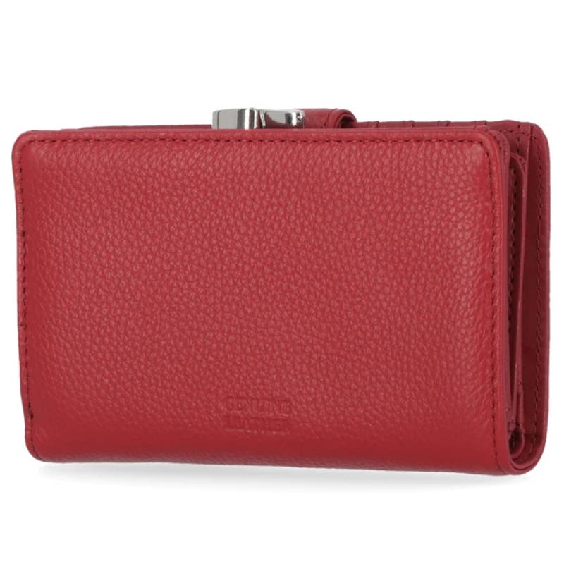 Giani Bernini Softy Pebbled Leather Framed Wallet Red Silver