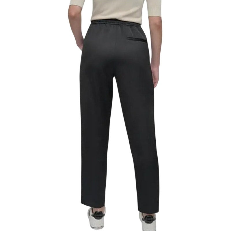 DKNY Women's High-Rise Drawstring Stripe Leg Pants in Black