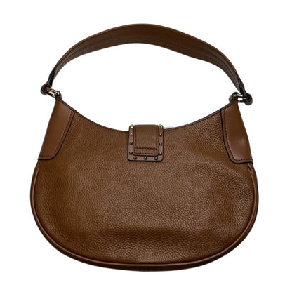 Michael Kors “Lillian” Small Brown Pebbled Leather Shoulder Bag, Gold Hardware