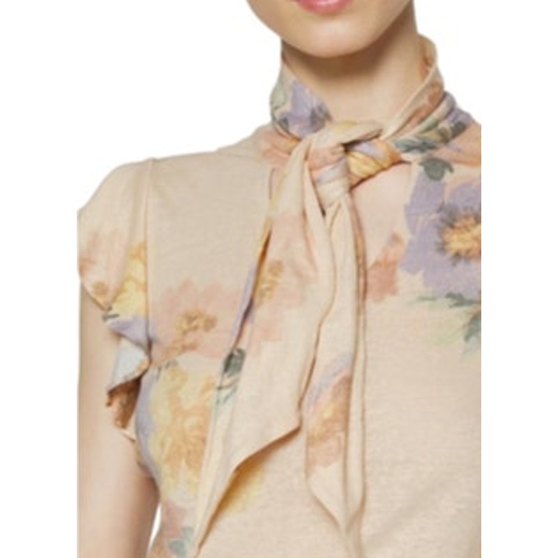 Lauren Ralph Lauren Women's Floral Tie-Neck Top in Blush Sage