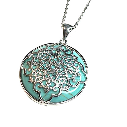 R. H. Macy Silver & Turquoise Filigree Necklace