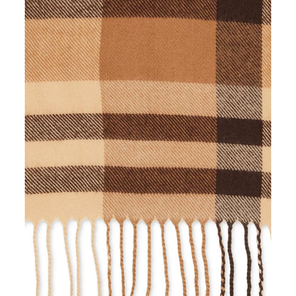 Steven Madden Women's Plaid Scarf in Tan Plaid w/ Fringe Edge