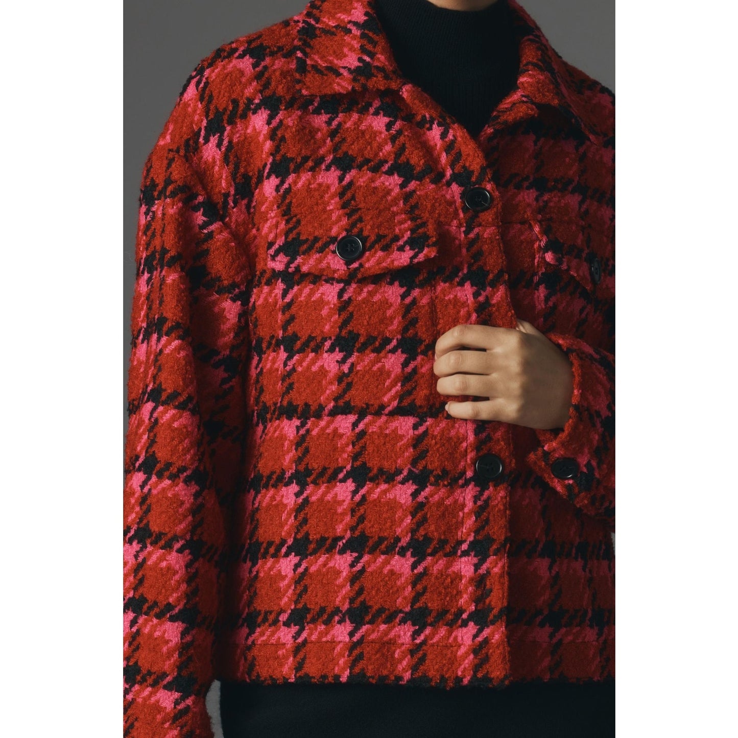 Sanctuary Women's Plaid Button-Front Shacket Lipstick Red Plaid