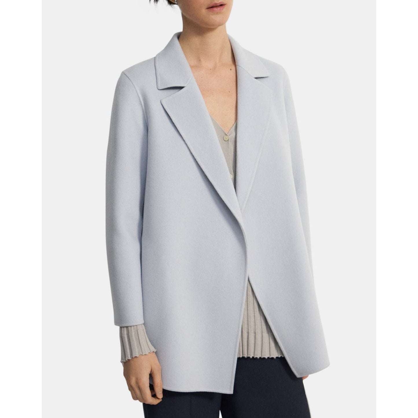THEORY Clairene Jacket in Double-Face Wool-Cashmere in Harbor Melange, Medium