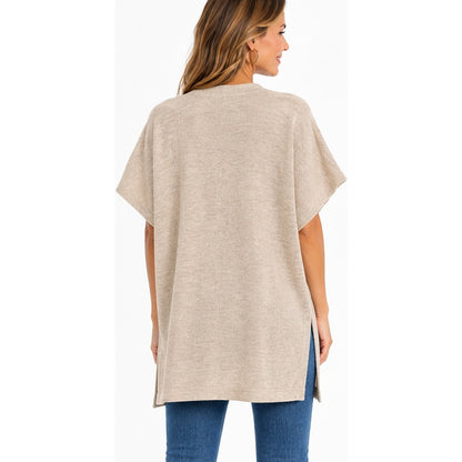 FRAAS Solid Ruana-Style Shawl Pocket Shrug in Camel