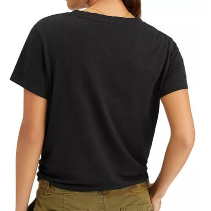 Sanctuary Women's Black "High Street" Twist Front Short Sleeve Top, Size Medium