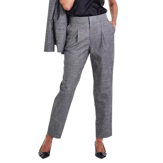 INC International Concepts Women's High-Rise Pleated Pants in Tweed Plaid Print