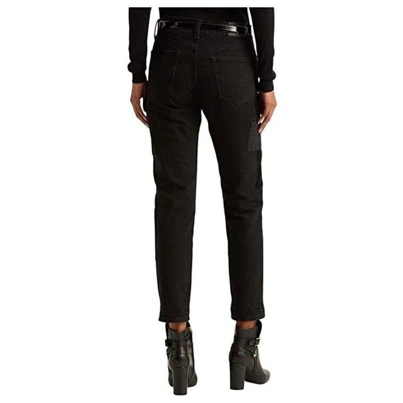 Lauren Ralph Lauren Patchwork Relaxed Tapered Jean Black Wash, Size 6