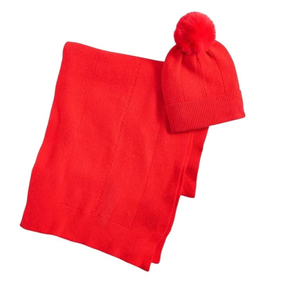 On 34th Women's Solid Multi-Stitch Scarf in Red