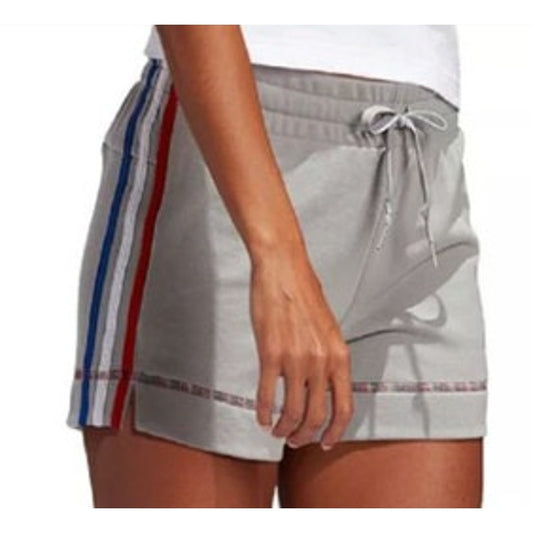 ADIDAS Light Gray Athletic Shorts w/ Stripes, Drawstring