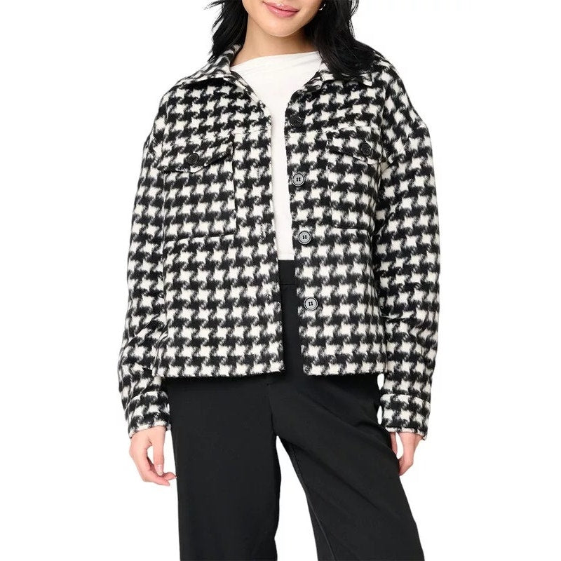 Sanctuary Women's Brushed Houndstooth Shacket In Black White