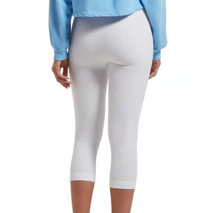 HUE Play Solid White Ultra High Rise Capri Leggings, French Terry