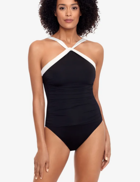 Lauren Ralph Lauren Bel Air One Piece Swimsuit in Black and White