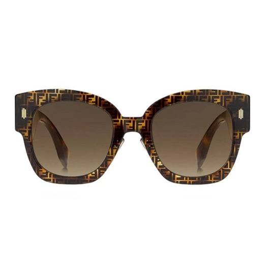 Fendi Brown & Black Yellow Havana Cat Eye Sunglasses, “FF0452/F/S 53mm”