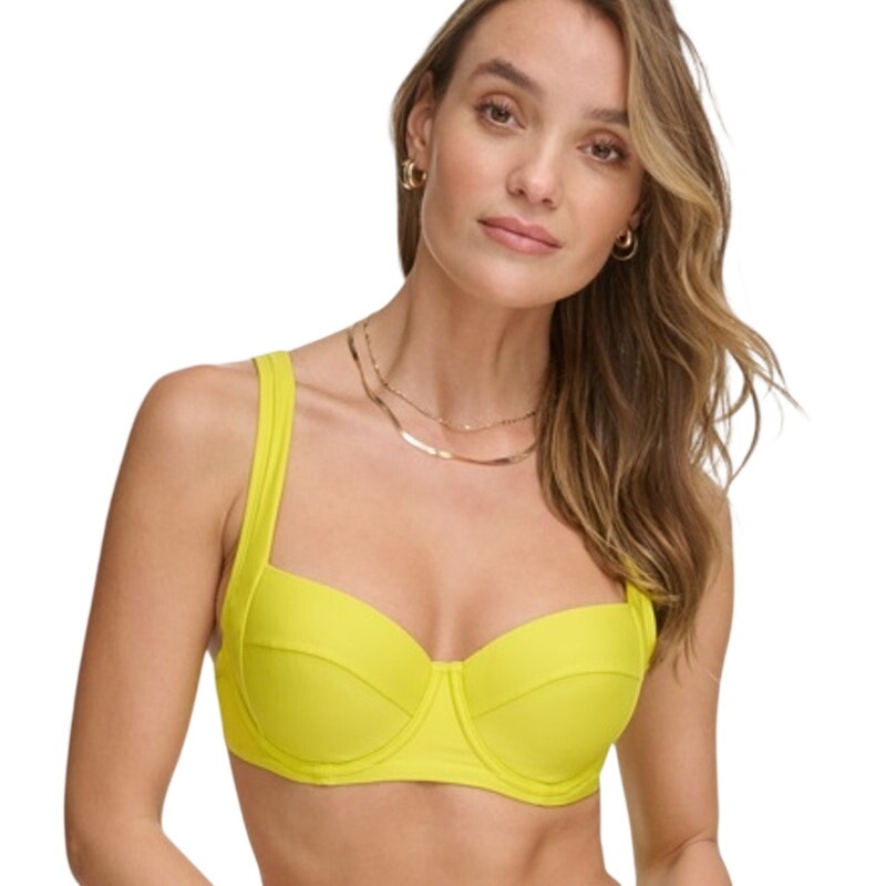 DKNY Women's Molded Underwire Bikini Top In Fluorescent Yellow