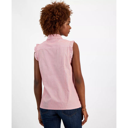 Tommy Hilfiger Women's Striped Flutter Top in Scarlet White