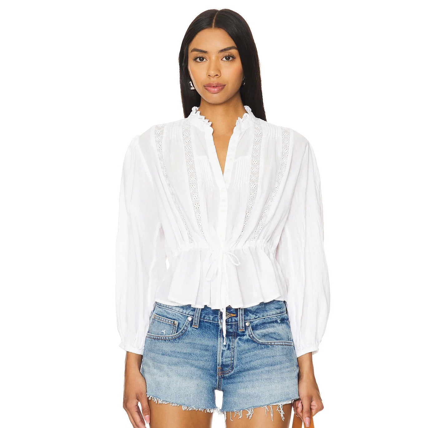 Free People Long Sleeve Best of Me Blouse in White