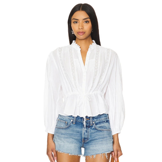 Free People Long Sleeve Best of Me Blouse in White