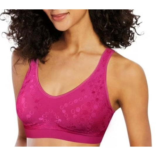 Bali Women's Cool Comfort Fabric Textured Dot T-Shirt Bra in Hot Pink