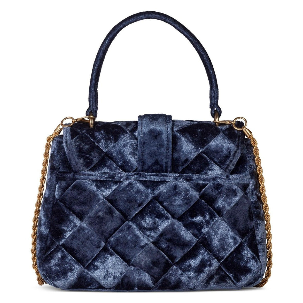 Sam Edelman Brit Top Handle Small Velvet Crossbody in Jewel Blue