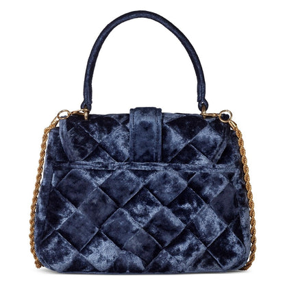 Sam Edelman Brit Top Handle Small Velvet Crossbody in Jewel Blue