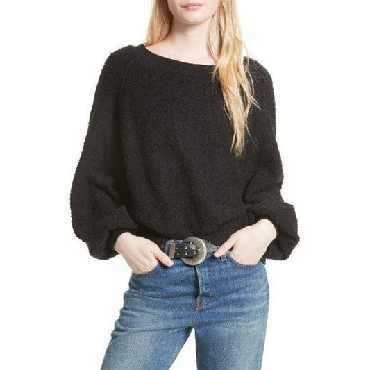 Free People Found My Friend Textured Sweater Black