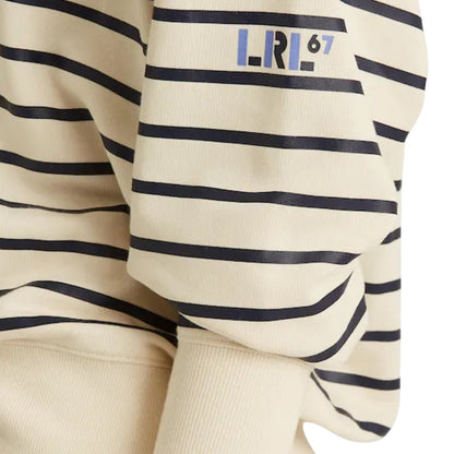 Lauren Ralph Lauren Cream & Navy Blue Striped Hoodie, Size Large