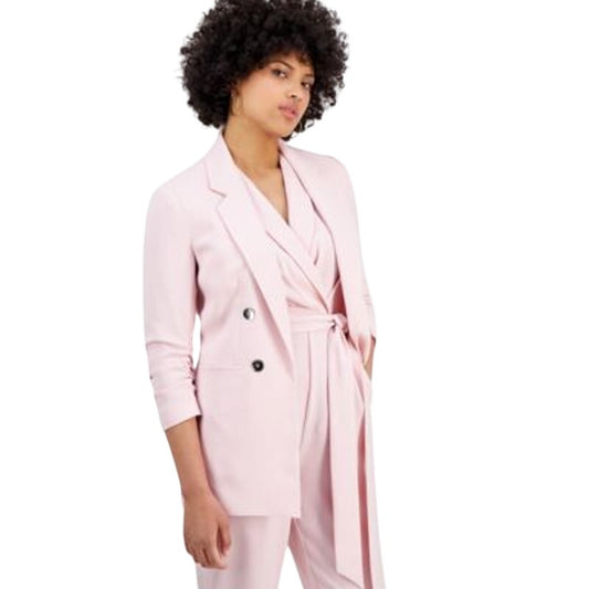 Bar III Women's Faux Double-Breasted Blazer Jacket in Rosebud Pink