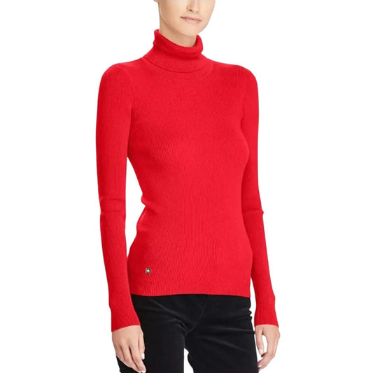 Lauren Ralph Lauren Women's Petite Ribbed Turtleneck Sweater in Red, Size PS