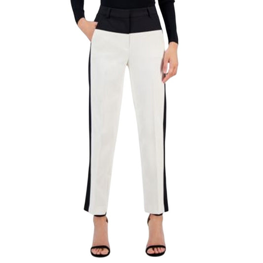 Anne Klein Women's Contrast-Stripe Slim-Leg Pants in Black & White