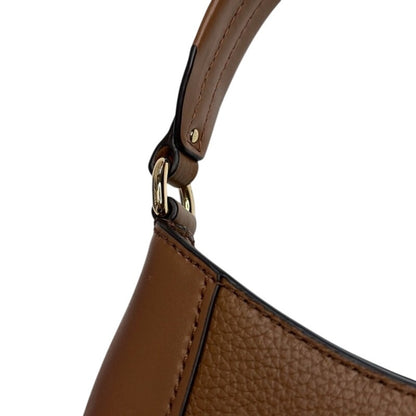 Michael Kors “Lillian” Small Brown Pebbled Leather Shoulder Bag, Gold Hardware