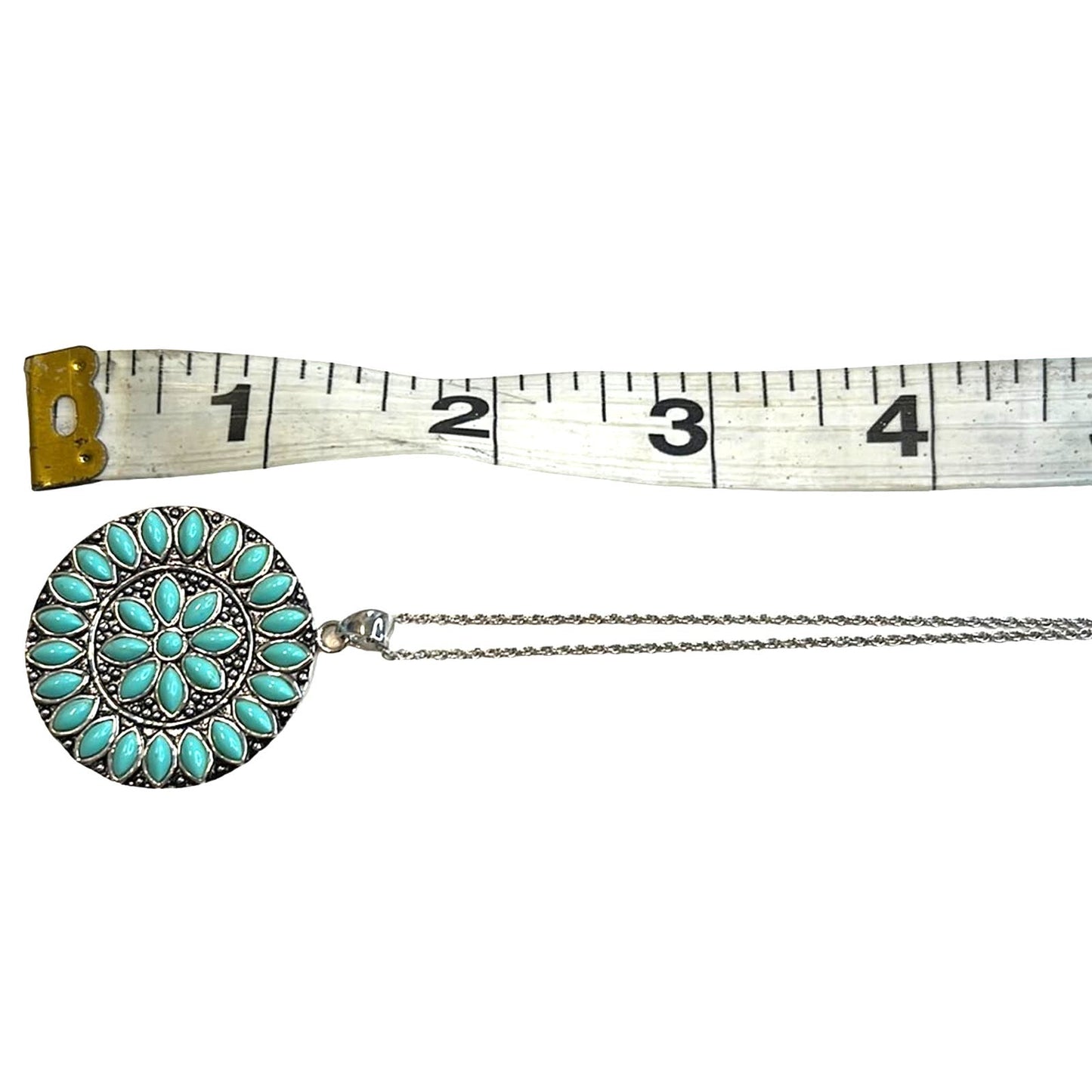 R. H. Macy  Sterling Silver & Turquoise Grid Circle Necklace