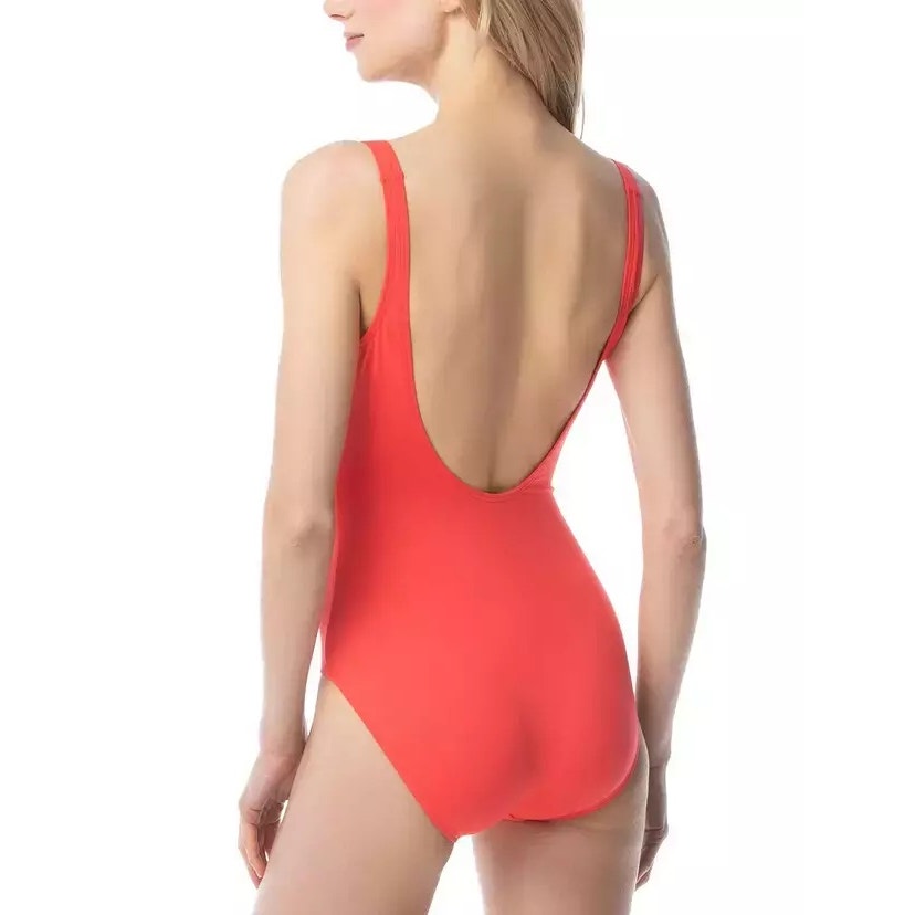 Michael Kors Lace-Up One-Piece Swimsuit In Coral