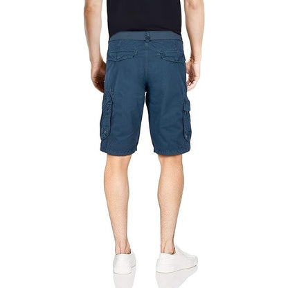 X-RAY Men's Belted Snap Detail Cargo Shorts Majolica Blue