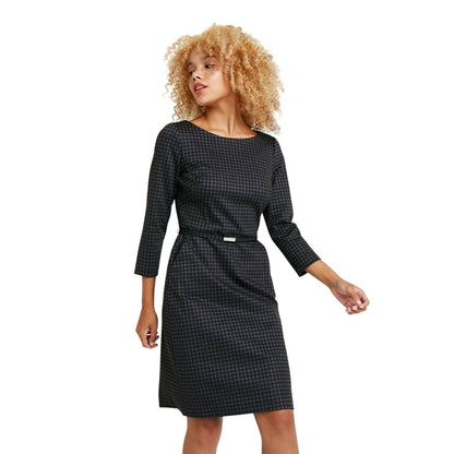 Ralph Lauren Gray & Black Houndstooth Eshe Dress w/ Belt, Size 14P
