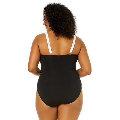 Anne Cole Women's Plus Size Mesh Around Mesh Insert One Piece Swimsuit