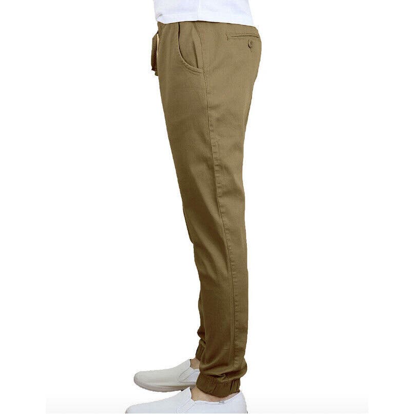 Galaxy By Harvic Men's Basic Stretch Twill Joggers In Olive, Size Medium