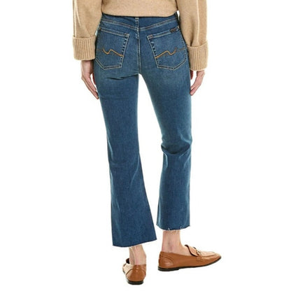 7 For All Mankind Women's High-Rise Slim-Fit Kick Jeans in Autumn Blue Wash