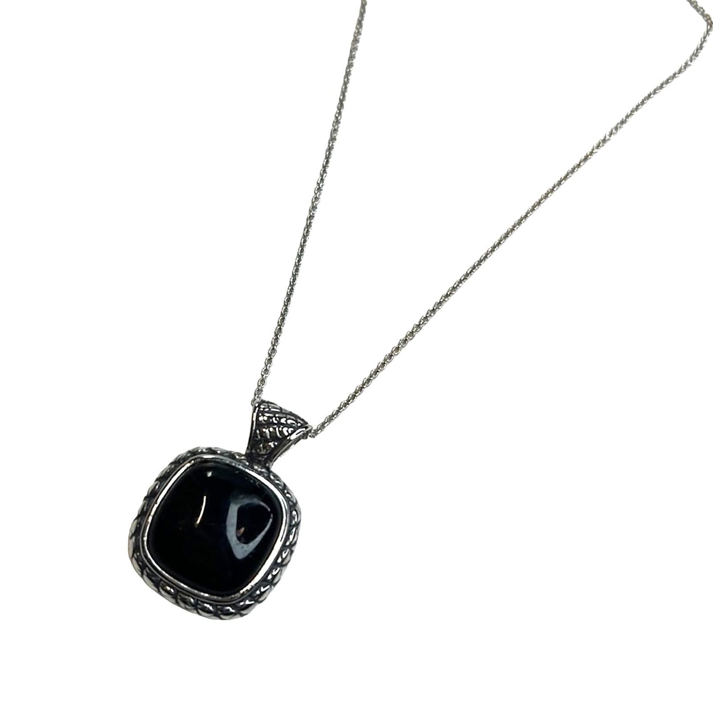 R. H. Macy Sterling Silver & Black Agate Square Necklace