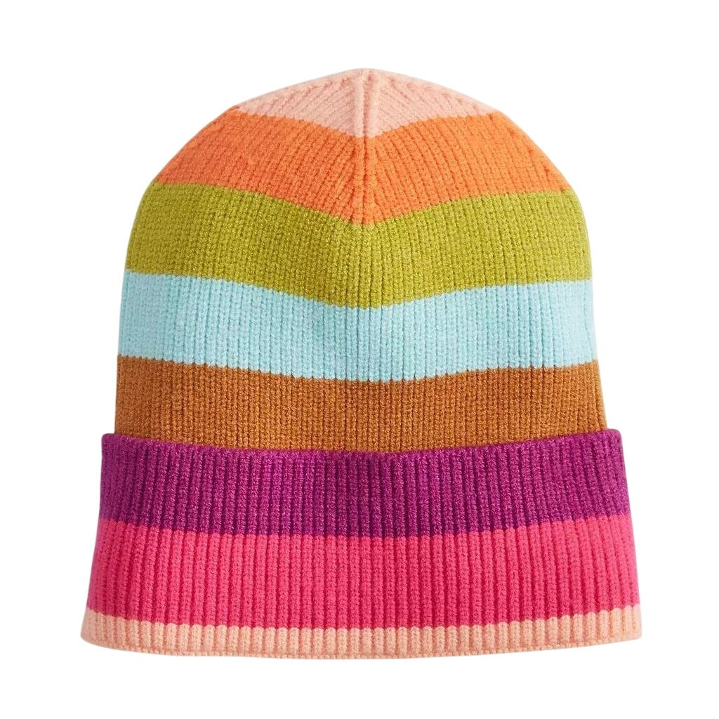 On 34th Women's Colorblocked Cuffed Beanie in Pink Stripes