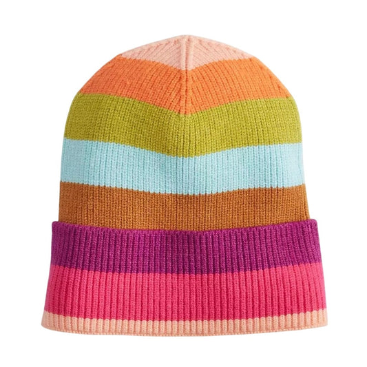 On 34th Women's Colorblocked Cuffed Beanie in Pink Stripes