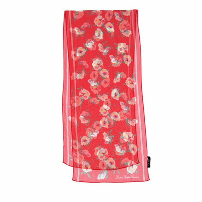 LAUREN RALPH LAUREN Women's Emily Floral Silk Chiffon Scarf In Lipstick Red