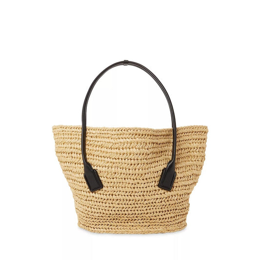 Bottega Veneta Arco Raffia Tote With Leather Pouch