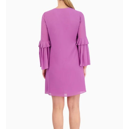 Vince Camuto Ladies Lavender Chiffon Bell Sleeve Dress, Size 0