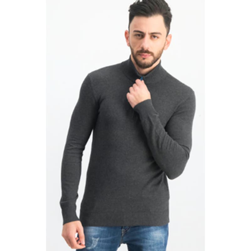 Calvin Klein Men's Seasonal Drivers Zoltan Gray Heather Quarter Zip Sweater, S