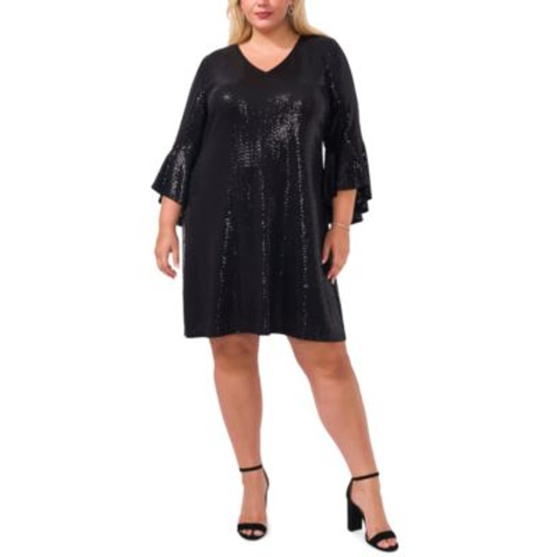 Vince Camuto Women's Plus Size Sequin Dress in Rich Black