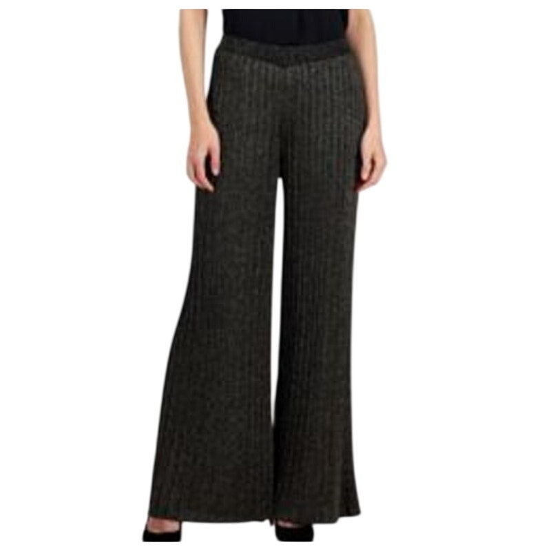 T Tahari Women's Wide-Leg Pull-On Pants in Black & Gold Lurex